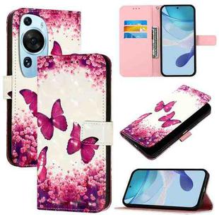 For Huawei P60 Art 3D Painting Horizontal Flip Leather Phone Case(Rose Butterfly)