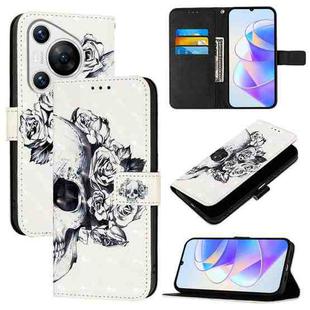 For Huawei Pura 70 3D Painting Horizontal Flip Leather Phone Case(Skull)