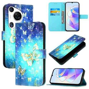 For Huawei Pura 70 Pro 3D Painting Horizontal Flip Leather Phone Case(Golden Butterfly)