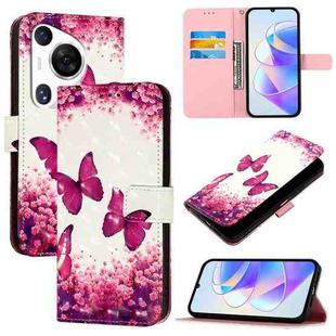 For Huawei Pura 70 Pro 3D Painting Horizontal Flip Leather Phone Case(Rose Butterfly)