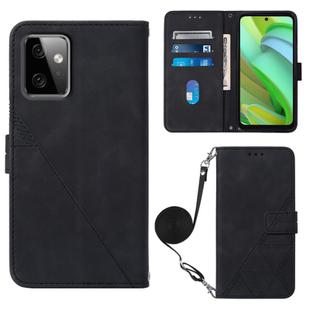 For Motorola Moto G Power 2023 Crossbody 3D Embossed Flip Leather Phone Case(Black)