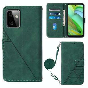 For Motorola Moto G Power 2023 Crossbody 3D Embossed Flip Leather Phone Case(Dark Green)