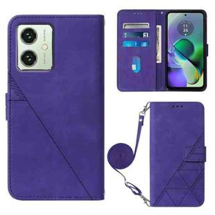 For Motorola Moto G54 Crossbody 3D Embossed Flip Leather Phone Case(Purple)