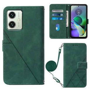 For Motorola Moto G54 Crossbody 3D Embossed Flip Leather Phone Case(Dark Green)