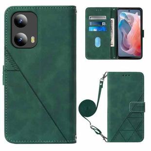 For Motorola Moto G Play 5G 2024 Crossbody 3D Embossed Flip Leather Phone Case(Dark Green)