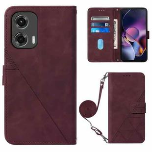 For Motorola Moto G Stylus 5G 2024 Crossbody 3D Embossed Flip Leather Phone Case(Wine Red)