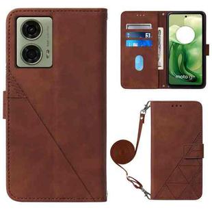 For Motorola Moto G04 4G / G24 4G Crossbody 3D Embossed Flip Leather Phone Case(Brown)