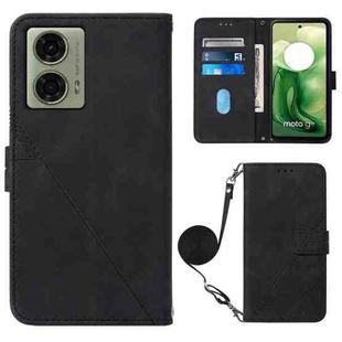 For Motorola Moto G04 4G / G24 4G Crossbody 3D Embossed Flip Leather Phone Case(Black)