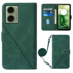 For Motorola Moto G04 4G / G24 4G Crossbody 3D Embossed Flip Leather Phone Case(Dark Green)