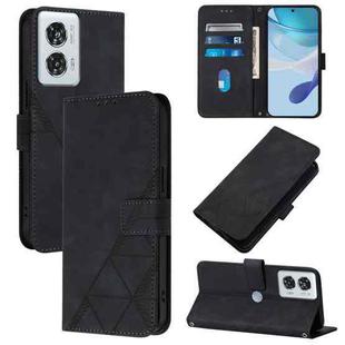 For Motorola Edge 50 Fusion Crossbody 3D Embossed Flip Leather Phone Case(Black)