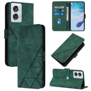 For Motorola Edge 50 Fusion Crossbody 3D Embossed Flip Leather Phone Case(Dark Green)