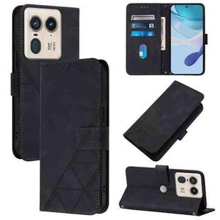 For Motorola Edge 50 Ultra Crossbody 3D Embossed Flip Leather Phone Case(Black)