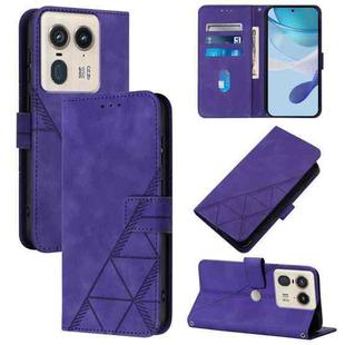 For Motorola Edge 50 Ultra Crossbody 3D Embossed Flip Leather Phone Case(Purple)