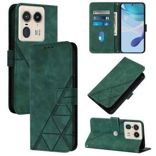 For Motorola Edge 50 Ultra Crossbody 3D Embossed Flip Leather Phone Case(Dark Green)