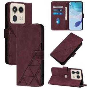 For Motorola Edge 50 Ultra Crossbody 3D Embossed Flip Leather Phone Case(Wine Red)