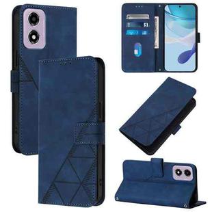 For Motorola Moto E14 Crossbody 3D Embossed Flip Leather Phone Case(Blue)