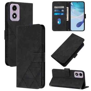 For Motorola Moto E14 Crossbody 3D Embossed Flip Leather Phone Case(Black)