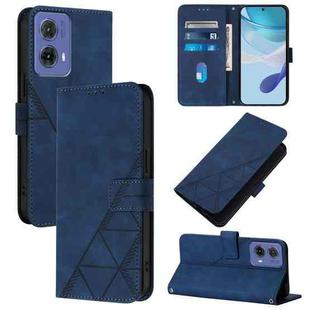 For Motorola Moto G85 Crossbody 3D Embossed Flip Leather Phone Case(Blue)