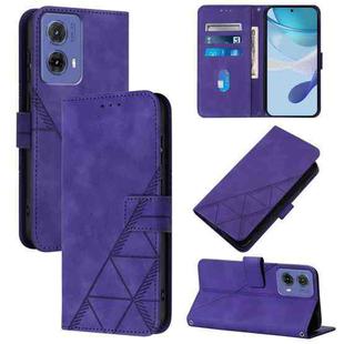 For Motorola Moto G85 Crossbody 3D Embossed Flip Leather Phone Case(Purple)