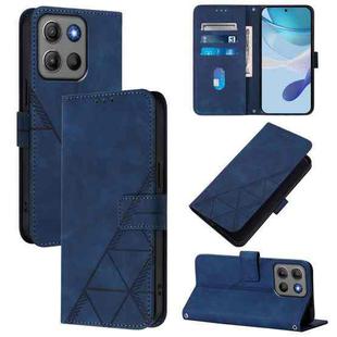 For Motorola Moto G15 Power Crossbody 3D Embossed Flip Leather Phone Case(Blue)