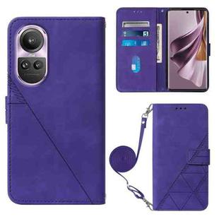 For OPPO Reno10 / 10 Pro Global Crossbody 3D Embossed Flip Leather Phone Case(Purple)