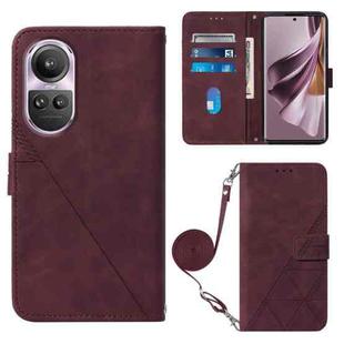 For OPPO Reno10/10 Pro Global Crossbody 3D Embossed Flip Leather Phone Case(Wine Red)