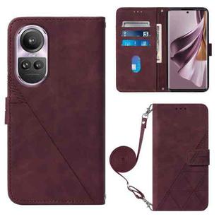 For OPPO Reno10 / 10 Pro Global Crossbody 3D Embossed Flip Leather Phone Case(Wine Red)