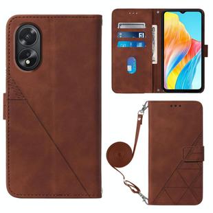 For OPPO A38 4G Global Crossbody 3D Embossed Flip Leather Phone Case(Brown)