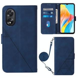 For OPPO A38 4G Global Crossbody 3D Embossed Flip Leather Phone Case(Blue)