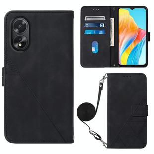 For OPPO A38 4G Global Crossbody 3D Embossed Flip Leather Phone Case(Black)