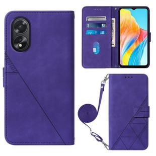 For OPPO A38 4G Global Crossbody 3D Embossed Flip Leather Phone Case(Purple)