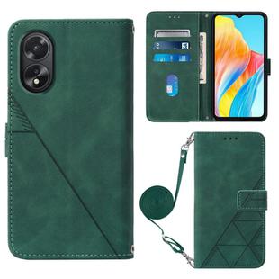 For OPPO A38 4G Global Crossbody 3D Embossed Flip Leather Phone Case(Dark Green)