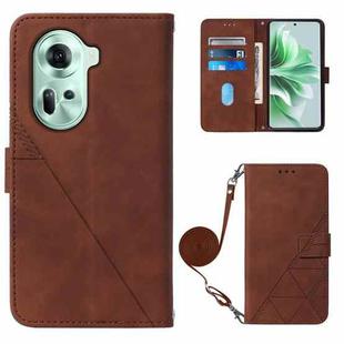 For OPPO Reno11 5G Global Crossbody 3D Embossed Flip Leather Phone Case(Brown)