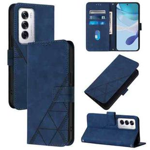 For OPPO Reno12 Global Crossbody 3D Embossed Flip Leather Phone Case(Blue)