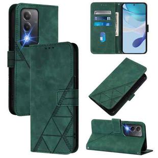 For OPPO A80 5G EU Crossbody 3D Embossed Flip Leather Phone Case(Dark Green)