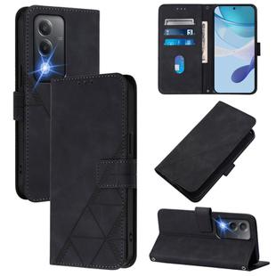 For OPPO K12x 5G Global Crossbody 3D Embossed Flip Leather Phone Case(Black)