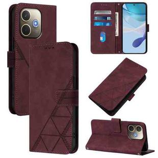 For OPPO A5 Pro 5G Global Crossbody 3D Embossed Flip Leather Phone Case(Wine Red)