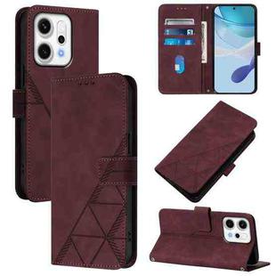 For OPPO Reno14 Pro 5G Global Crossbody 3D Embossed Flip Leather Phone Case(Wine Red)