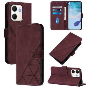 For OPPO A5X 4G / A5X 5G Crossbody 3D Embossed Flip Leather Phone Case(Wine Red)