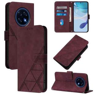 For OPPO A6 GT 5G Crossbody 3D Embossed Flip Leather Phone Case(Wine Red)