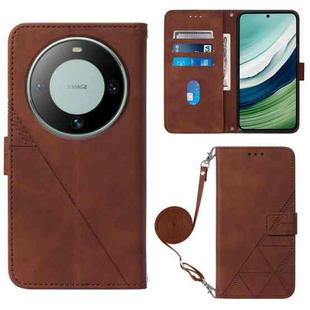 For Huawei Mate 60 Crossbody 3D Embossed Flip Leather Phone Case(Brown)