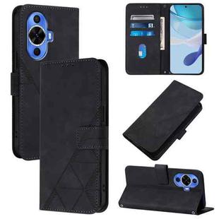 For Huawei Nova 12s 4G Global Crossbody 3D Embossed Flip Leather Phone Case(Black)