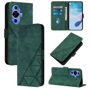 For Huawei Nova 12s 4G Global Crossbody 3D Embossed Flip Leather Phone Case(Dark Green)