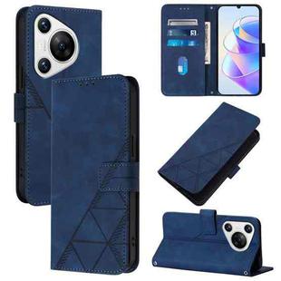 For Huawei Pura 70 Crossbody 3D Embossed Flip Leather Phone Case(Blue)