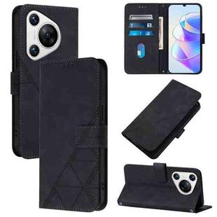 For Huawei Pura 70 Crossbody 3D Embossed Flip Leather Phone Case(Black)