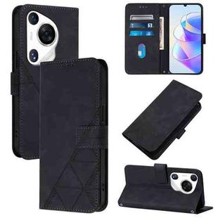 For Huawei Pura 70 Pro Crossbody 3D Embossed Flip Leather Phone Case(Black)