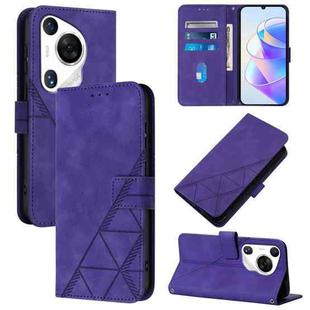 For Huawei Pura 70 Pro Crossbody 3D Embossed Flip Leather Phone Case(Purple)