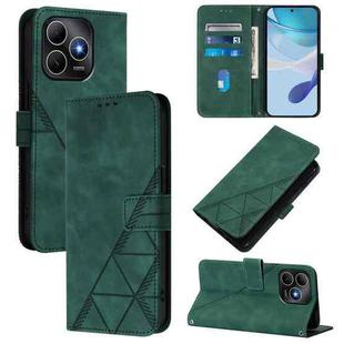 For Huawei Enjoy 80s 4G Crossbody 3D Embossed Flip Leather Phone Case(Dark Green)
