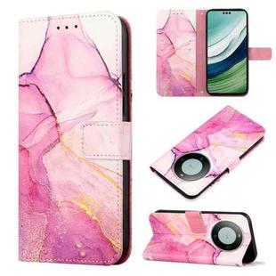 For Huawei Mate 60 Pro PT003 Marble Pattern Flip Leather Phone Case(LS001 Pink Purple Gold)