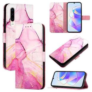For Huawei P30 PT003 Marble Pattern Flip Leather Phone Case(LS001 Pink Purple Gold)